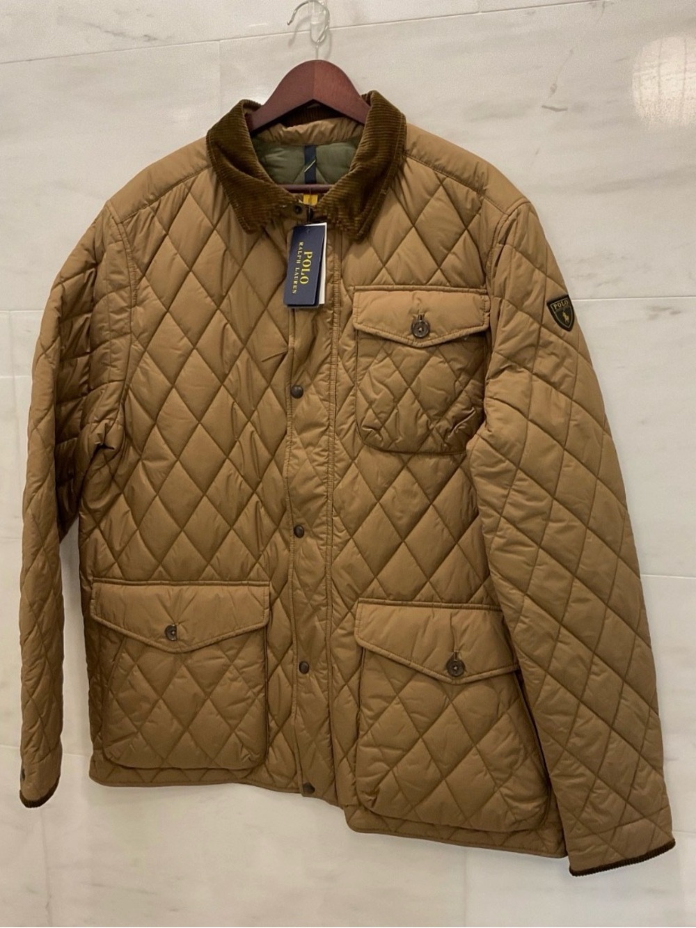 Polo Ralph Lauren HONEY BROWN Quilted Field Jacket w/ Corduroy Collar - XLT
